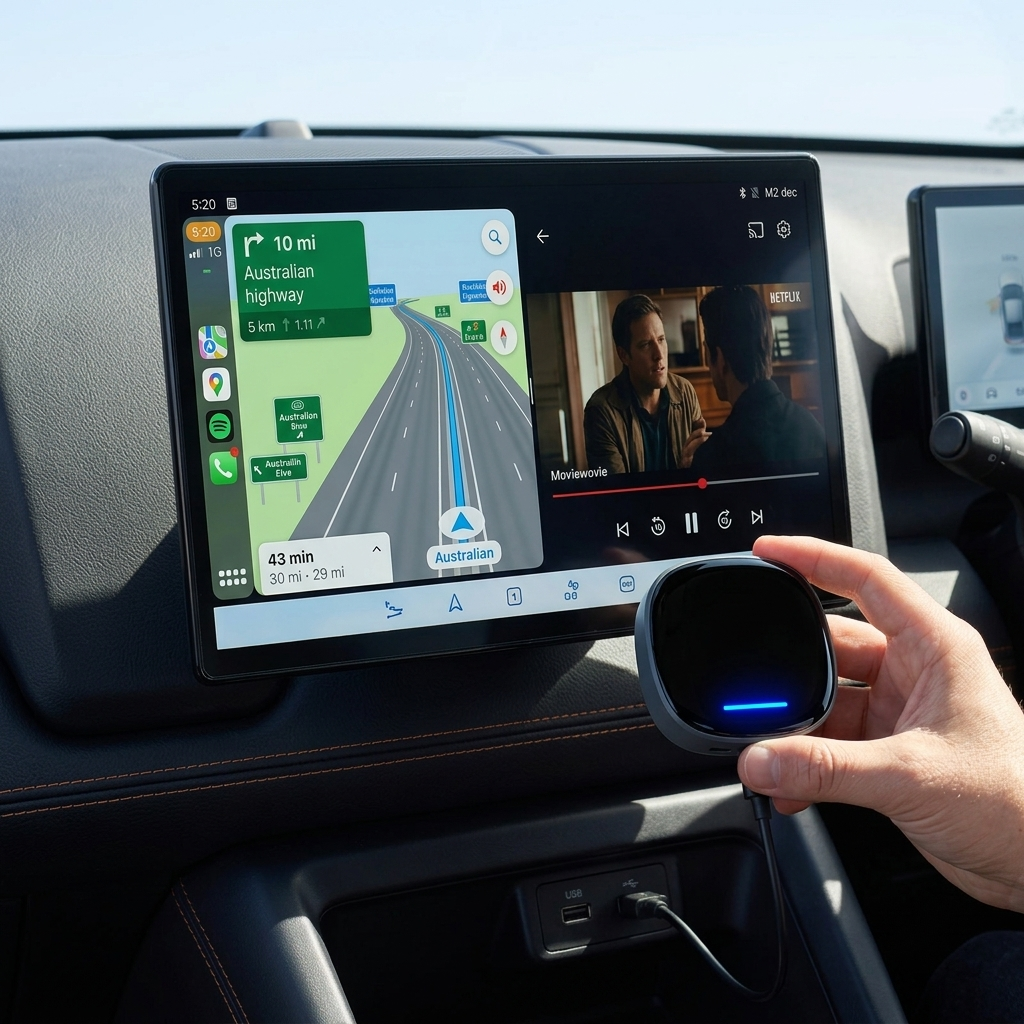 CarLink AI Box auf dem BYD Shark Werksbildschirm — Navigation und Streaming gleichzeitig