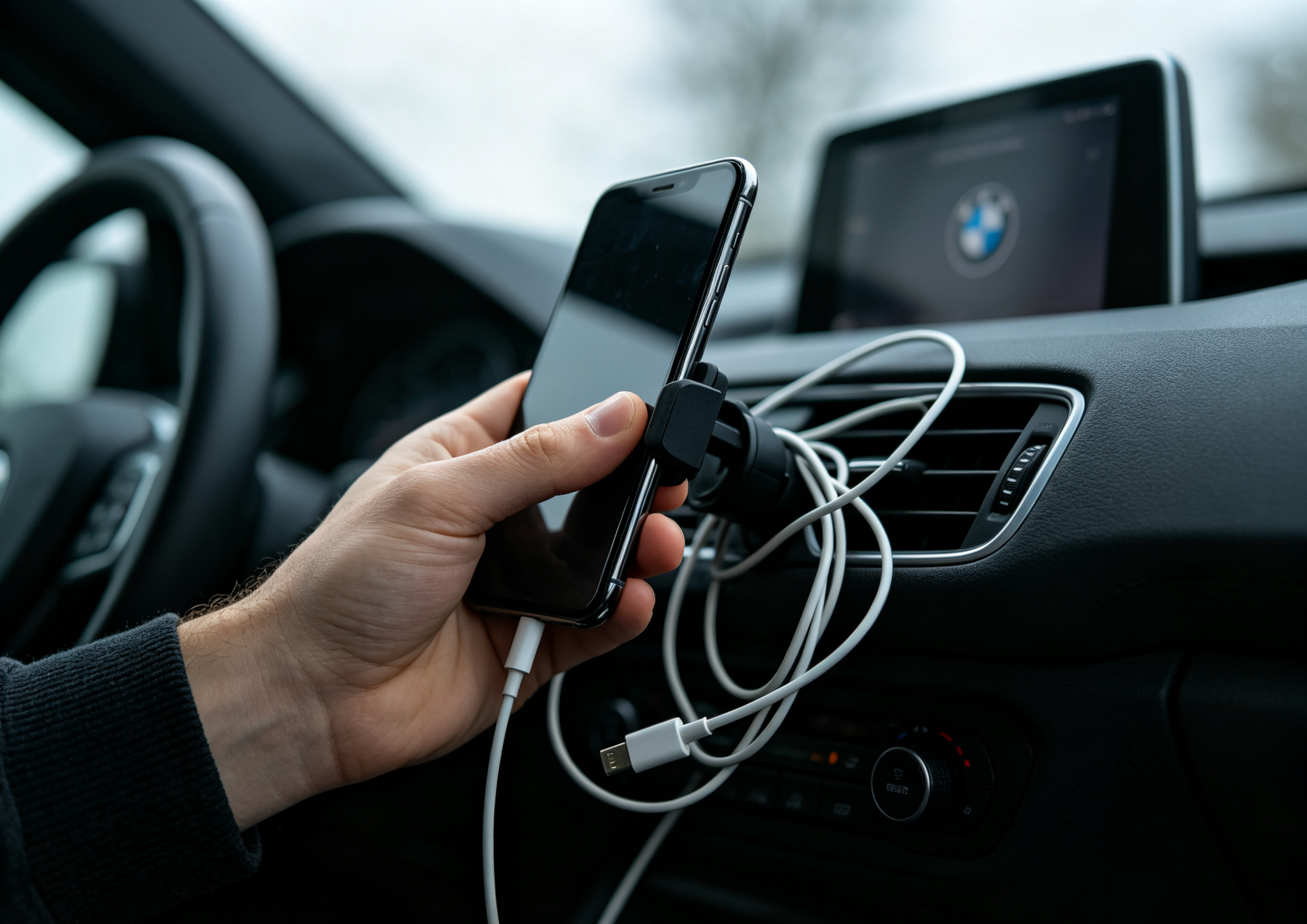 Android Auto running on a BMW i3 iDrive screen with the TBox installed