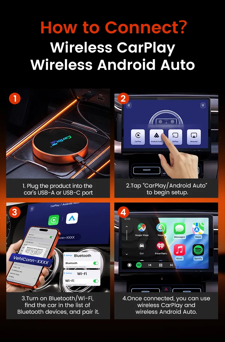 How to connect wireless CarPlay and wireless Android Auto in 4 steps