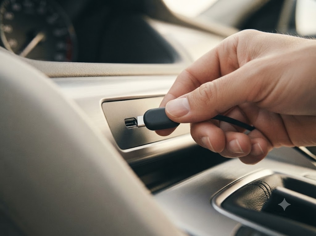 Plugging a TBox device into a car's USB-C port