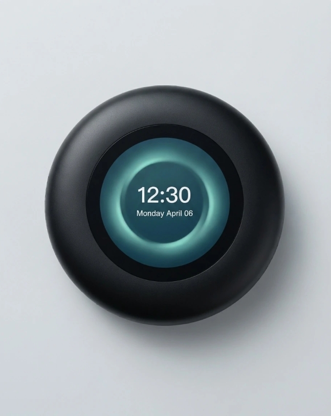 TBox Ultra 3 with built-in LCD touchscreen showing the time