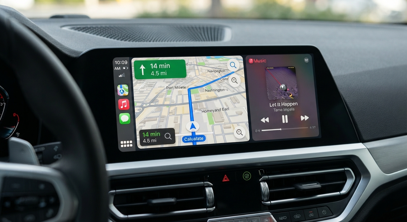 CarPlay Navigation and Music Split Screen