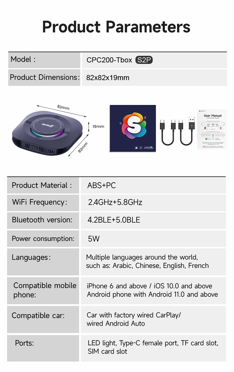 Product Parameters - CPC200-Tbox S2P