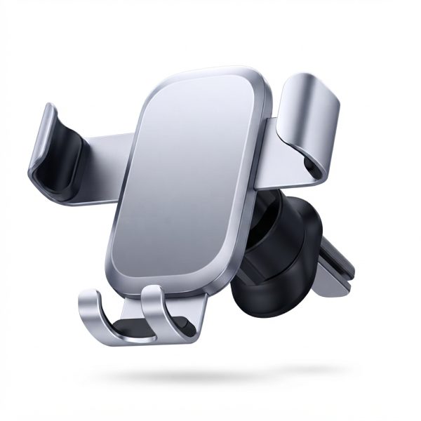 Aluminium Gravity Air Vent Phone Holder – One-Handed Auto-Lock Car Phone Mount, 360° Rotation, Fits 4.7"–7.2" Phones